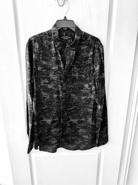 All Saints Breslau Button Front Shirt Patterned Sz M